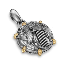 Load image into Gallery viewer, Apollo Amulet in Sterling Silver with 18K Yellow Gold, 26.4mm

