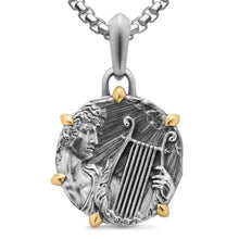 Load image into Gallery viewer, Apollo Amulet in Sterling Silver with 18K Yellow Gold, 26.4mm
