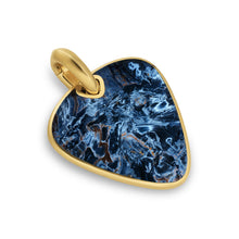 Load image into Gallery viewer, Streamline Pick Amulet in 18K Yellow Gold with Pietersite, 31mm
