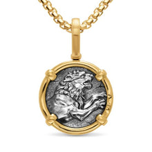 Load image into Gallery viewer, Alexander the Great Amulet in Sterling Silver with 18K Yellow Gold, 20.5mm
