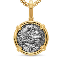 Load image into Gallery viewer, Alexander the Great Amulet in Sterling Silver with 18K Yellow Gold, 20.5mm
