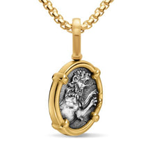 Load image into Gallery viewer, Alexander the Great Amulet in Sterling Silver with 18K Yellow Gold, 20.5mm
