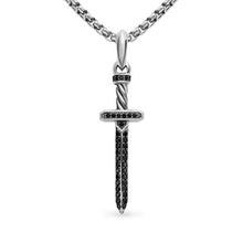 Load image into Gallery viewer, Pave Sword Amulet in Sterling Silver with Black Diamonds, 41.3mm
