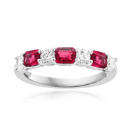 David Kord 14K White Gold Ruby 0.90CT Diamond 0.28CT Alternating Design Ring