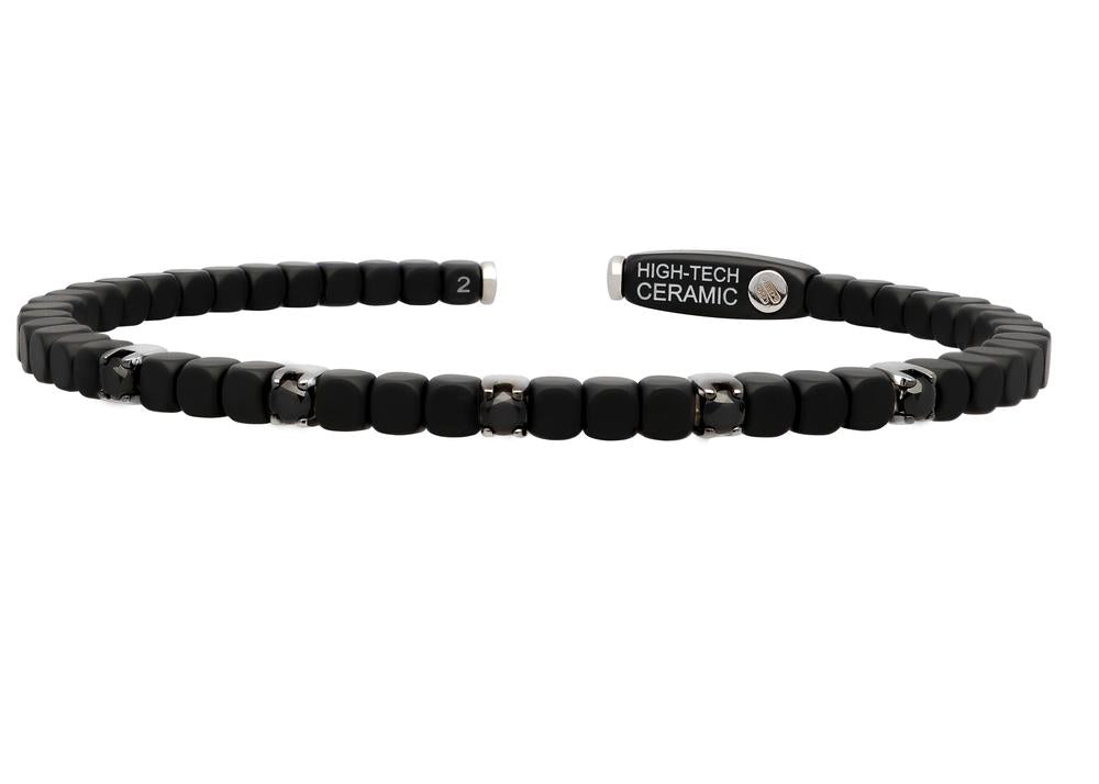 Royal Jewelers Dado Matte Black Ceramic Bangle with Five Black Diamonds DD4CN5GDNS.5