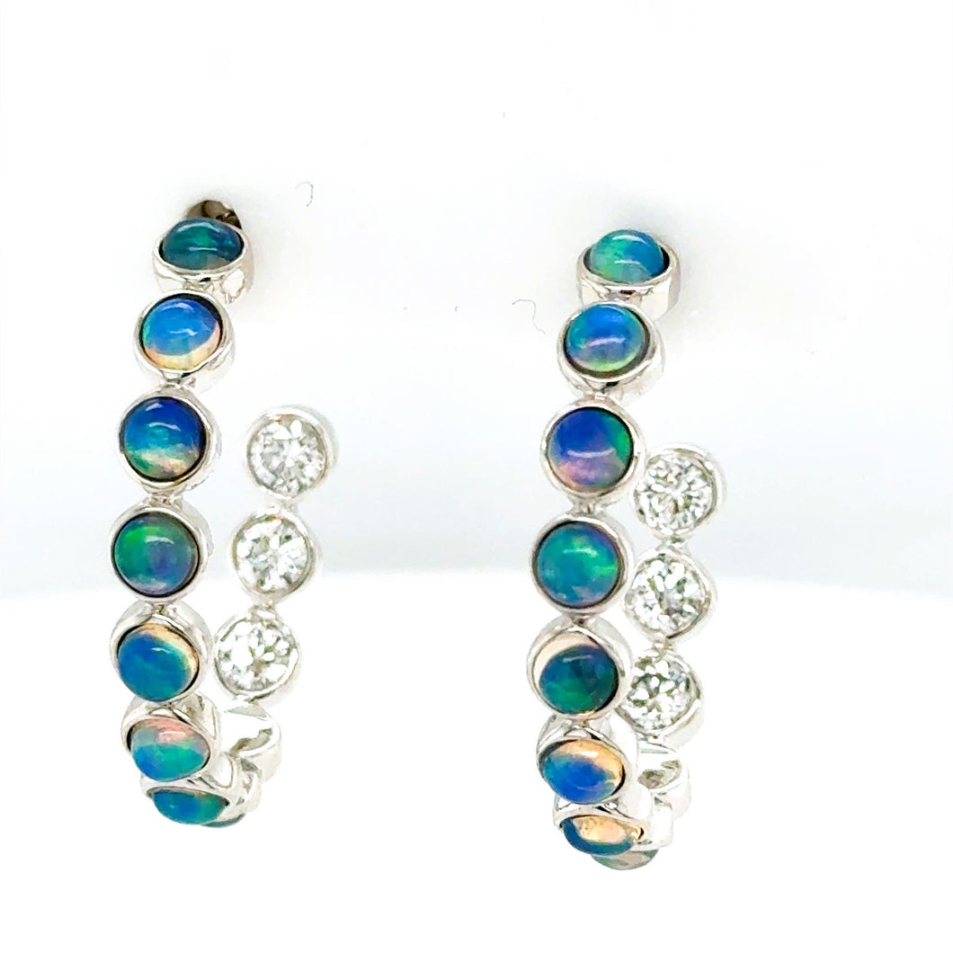 David Kord 14k White Gold Opal Earrings