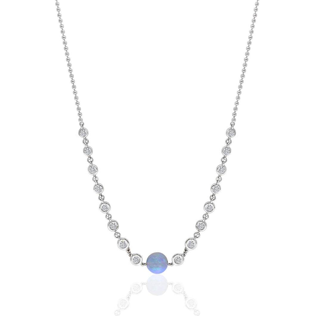 David Kord 14K White Gold Opal Necklace