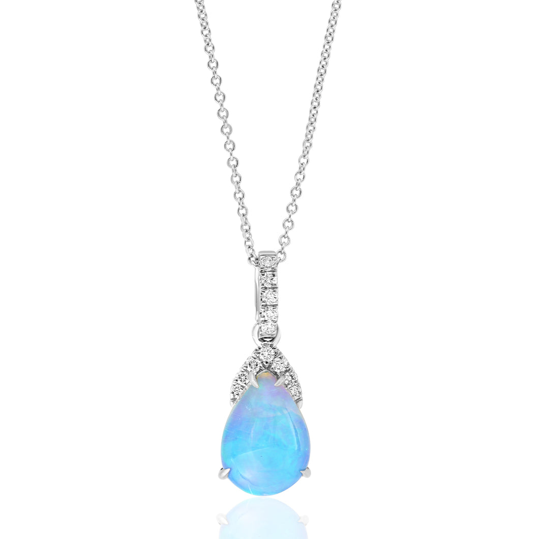 David Kord 14K White Gold Opal Pendant