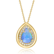 David Kord 14K Yellow Gold Pear Shape Opal Pendant