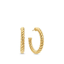 Load image into Gallery viewer, Sculpted Cable Hoop Earrings in 18K Yellow Gold, 40mm
