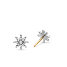 Load image into Gallery viewer, Petite Starburst Full Pave Stud Earrings in Sterling Silver with Diamonds, 7.5mm
