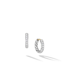 Load image into Gallery viewer, Sculpted Cable Huggie Hoop Earrings in Sterling Silver with Diamonds
