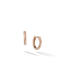 Sculpted Cable Huggie Hoop Earrings in 18K Rose Gold