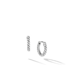Load image into Gallery viewer, Sculpted Cable Huggie Hoop Earrings in Sterling Silver
