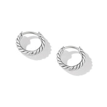 Load image into Gallery viewer, Sculpted Cable Huggie Hoop Earrings in Sterling Silver
