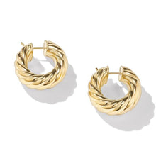 Load image into Gallery viewer, Sculpted Cable Hoop Earrings in 18K Yellow Gold
