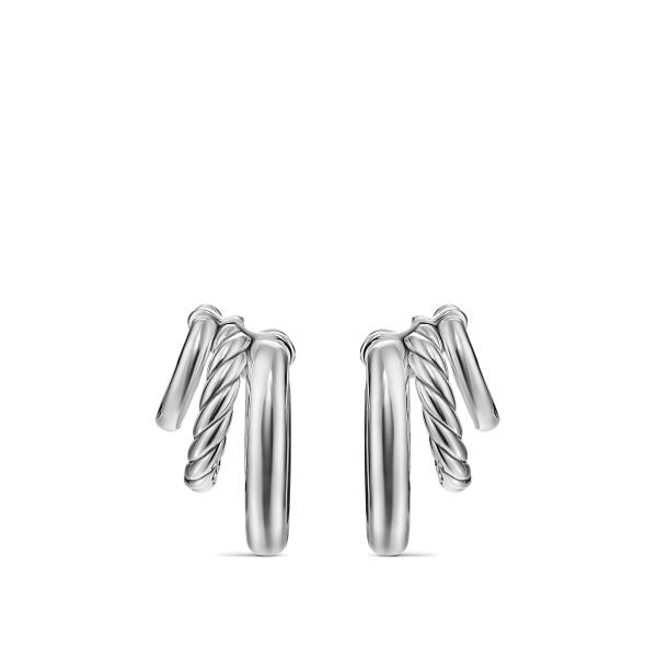 DY Mercer Three Row Hoop Earrings in Sterling Silver, 21mm