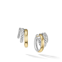 Load image into Gallery viewer, DY Mercer Multi Hoop Earrings in Sterling Silver with 18K Yellow Gold and Pave Diamonds
