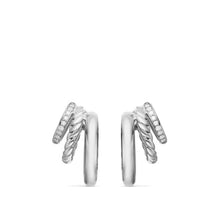 Load image into Gallery viewer, DY Mercer Three Row Hoop Earrings in Sterling Silver with Diamonds, 21mm
