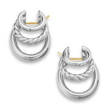 Load image into Gallery viewer, DY Mercer Three Row Hoop Earrings in Sterling Silver with Diamonds, 21mm

