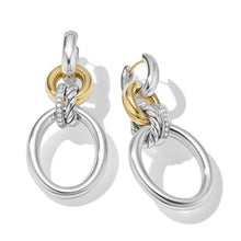 Load image into Gallery viewer, DY Mercer Circular Drop Earrings in Sterling Silver with 18K Yellow Gold and Pave Diamonds
