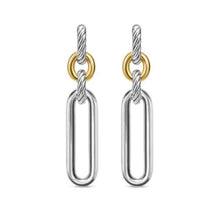 Load image into Gallery viewer, Lexington Double Link Drop Earrings in Sterling Silver with 18K Yellow Gold, 54mm
