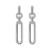 Load image into Gallery viewer, Lexington Double Link Drop Earrings in Sterling Silver with Diamonds, 54mm
