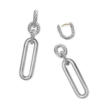 Load image into Gallery viewer, Lexington Double Link Drop Earrings in Sterling Silver with Diamonds, 54mm
