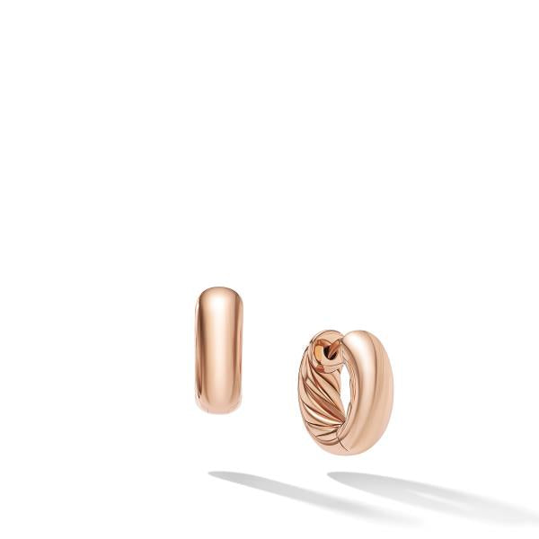 Sculpted Cable Micro Hoop Earrings in 18K Rose Gold