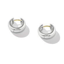 Load image into Gallery viewer, Sculpted Cable Micro Smooth Hoop Earrings in Sterling Silver
