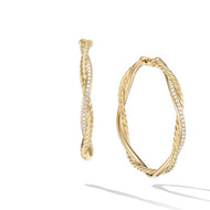 Petite Infinity Hoop Earrings in 18K Yellow Gold with Pave Diamonds