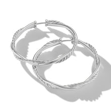 Load image into Gallery viewer, Petite Infinity Hoop Earrings in Sterling Silver with Pave Diamonds
