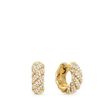 Load image into Gallery viewer, Sculpted Cable Hoop Earrings in 18K Yellow Gold with Diamonds, 14.4mm
