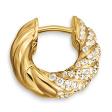Load image into Gallery viewer, Sculpted Cable Hoop Earrings in 18K Yellow Gold with Diamonds, 14.4mm
