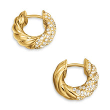 Load image into Gallery viewer, Sculpted Cable Hoop Earrings in 18K Yellow Gold with Diamonds, 14.4mm
