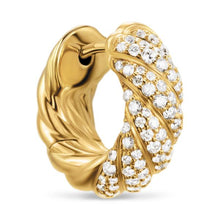 Load image into Gallery viewer, Sculpted Cable Hoop Earrings in 18K Yellow Gold with Diamonds, 14.4mm
