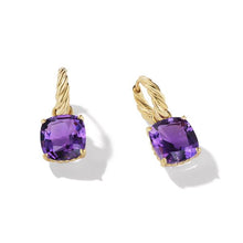 Load image into Gallery viewer, Marbella Drop Earrings in 18K Yellow Gold with Amethyst, 25mm
