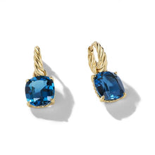 Load image into Gallery viewer, Marbella Drop Earrings in 18K Yellow Gold with Hampton Blue Topaz, 25mm
