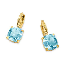 Load image into Gallery viewer, Marbella Drop Earrings in 18K Yellow Gold with Sky Blue Topaz, 25mm

