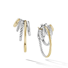 Load image into Gallery viewer, DY Mercer Multi Hoop Earrings in Sterling Silver with 18K Yellow Gold and Pave Diamonds
