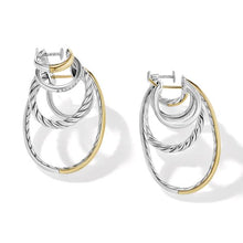 Load image into Gallery viewer, DY Mercer Multi Hoop Earrings in Sterling Silver with 18K Yellow Gold and Pave Diamonds
