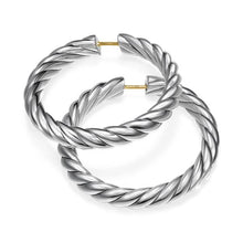 Load image into Gallery viewer, Sculpted Cable Hoop Earrings in Sterling Silver, 38mm

