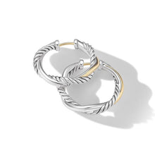 Load image into Gallery viewer, Petite Infinity Hoop Earrings in Sterling Silver with 14K Yellow Gold

