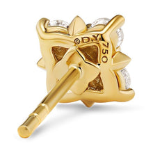 Load image into Gallery viewer, Petite Modern Renaissance Pyramid Pearl Stud Earrings in 18K Yellow Gold with Diamonds, 8mm
