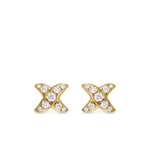 Load image into Gallery viewer, Crossover X Stud Earrings in 18K Yellow Gold with Diamonds, 6mm
