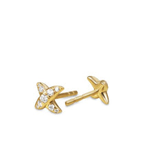 Load image into Gallery viewer, Crossover X Stud Earrings in 18K Yellow Gold with Diamonds, 6mm
