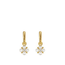 Load image into Gallery viewer, Petite Modern Renaissance Pearl Drop Earrings in 18K Yellow Gold with Diamonds, 18mm
