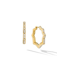 Zig Zag Stax Hoop Earrings in 18K Yellow Gold with Diamonds, 22.8mm