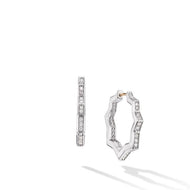 Zig Zag Stax Hoop Earrings in Sterling Silver with Diamonds, 22.8mm