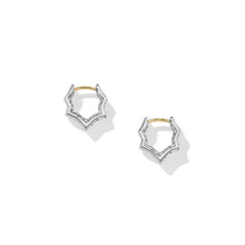 Load image into Gallery viewer, Zig Zag Stax Huggie Hoop Earrings in Sterling Silver with Diamonds, 13mm
